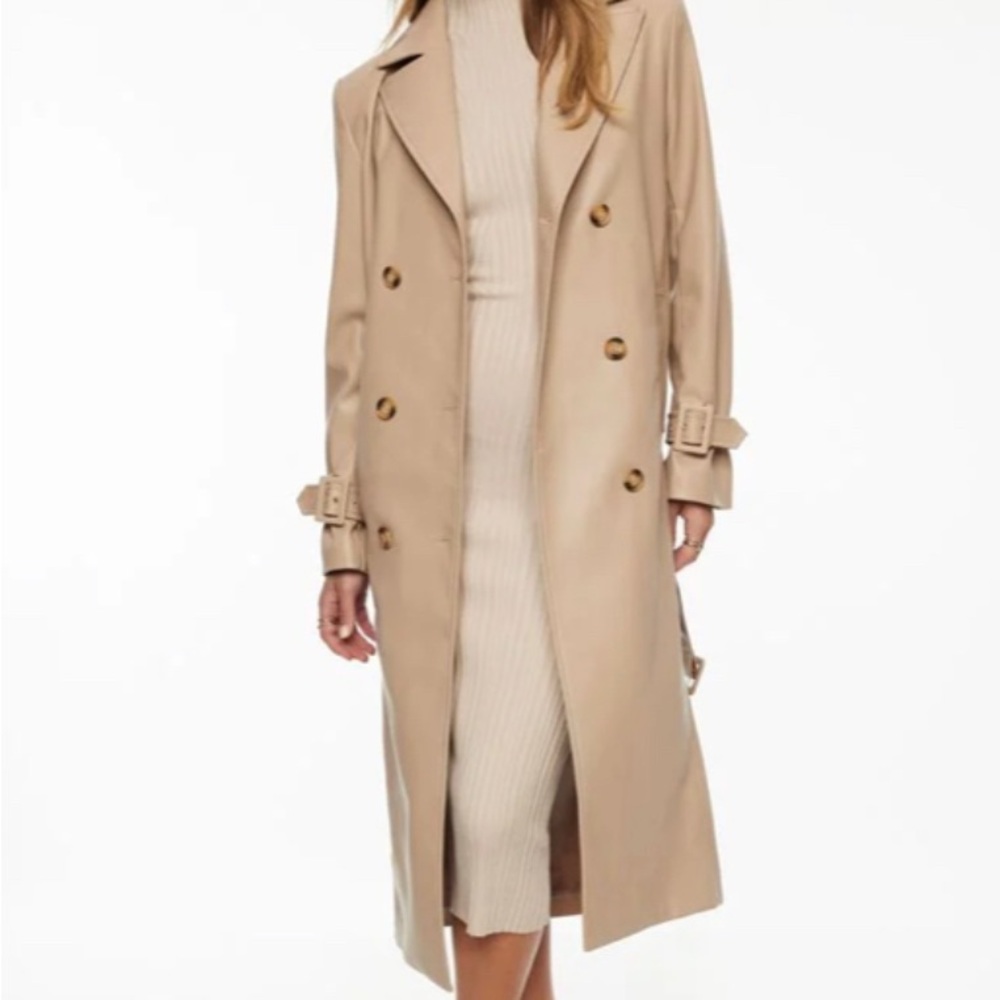 Dynamite- Military Faux Leather Trench Coat